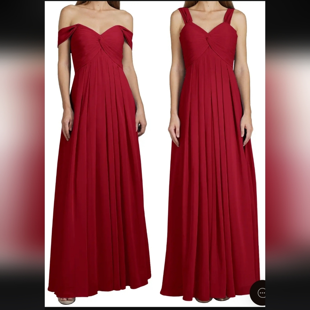 Azazie Ball Gown Prom Bridesmaid Formal Wine Berry Chiffon Sweetheart Neckline S